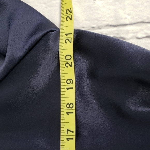 Vintage 80s Alison J. Satin Wrap Surplus Midi Dress Navy Long Sleeve XL VGUC - Picture 11 of 17